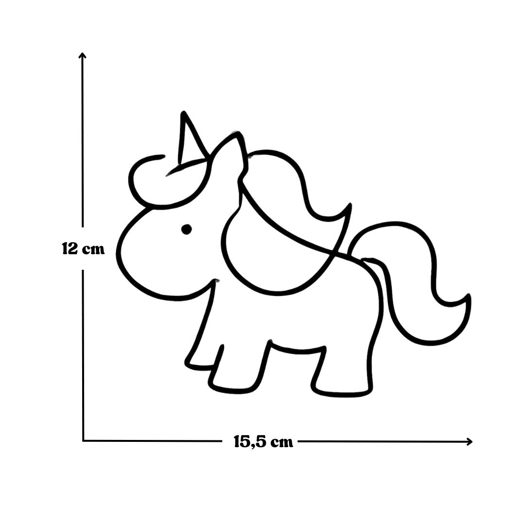 Mål på enhjørning figur.