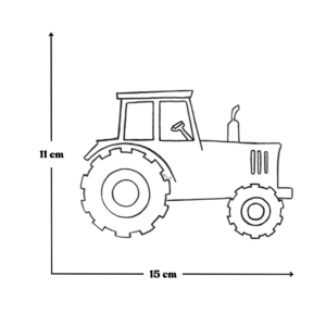 Mål av navneskilt med traktor.
