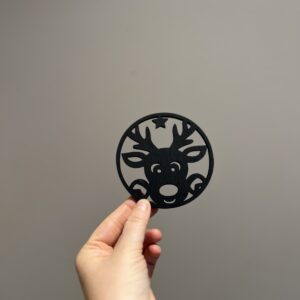 Bilde av den sorte baksiden på jule drikkeunderlag, design 2 av 4.