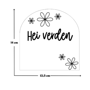 Produktmål for det håndlagde fødselsskiltet.